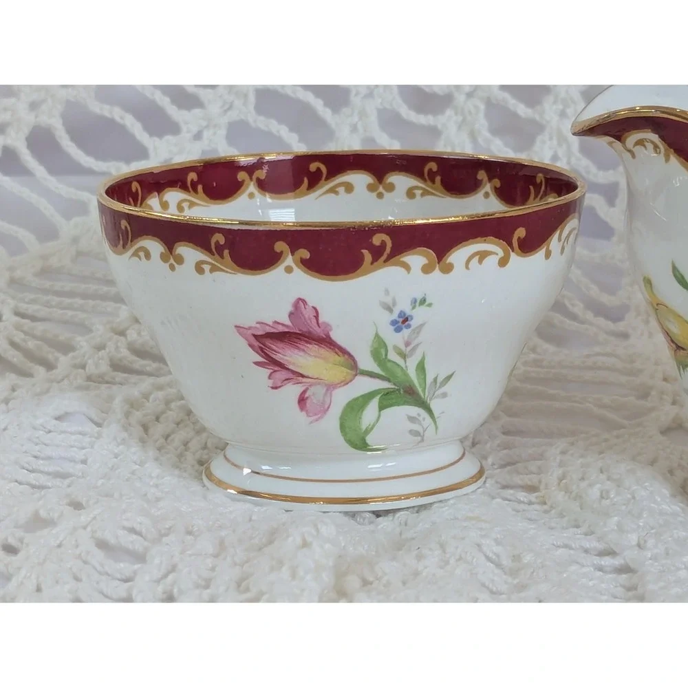 Bell China Narcissus Creamer Sugar Bowl Set Fine Bone China Made in England
